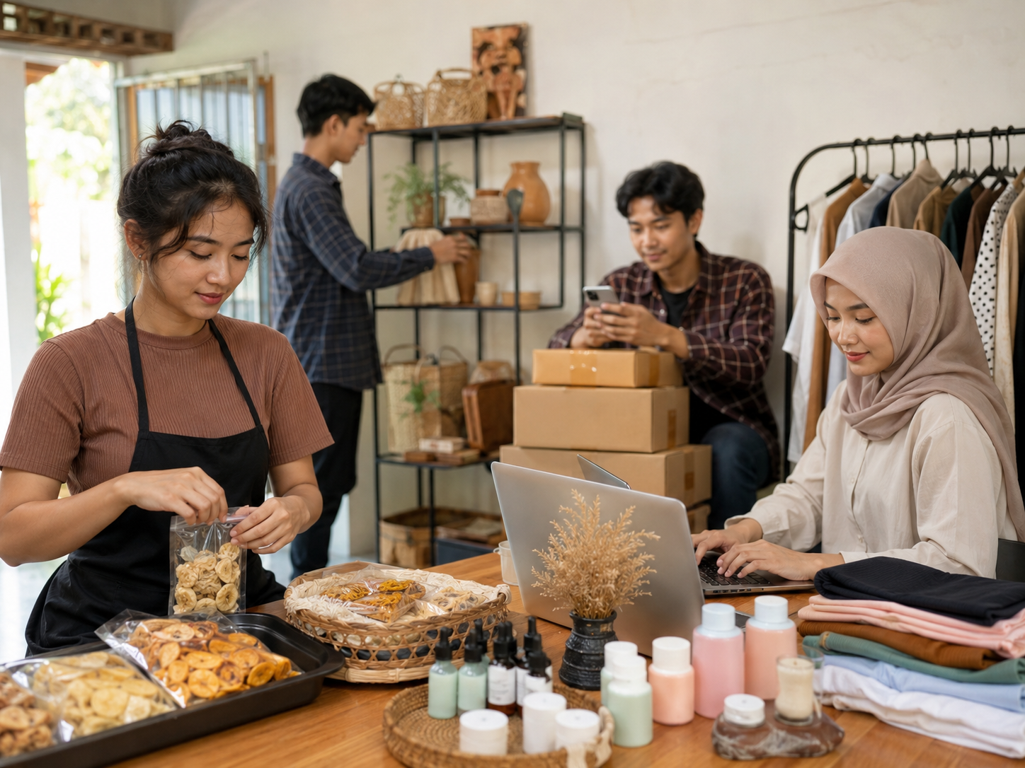 Kerja kolaboratif di ruang bisnis kecil