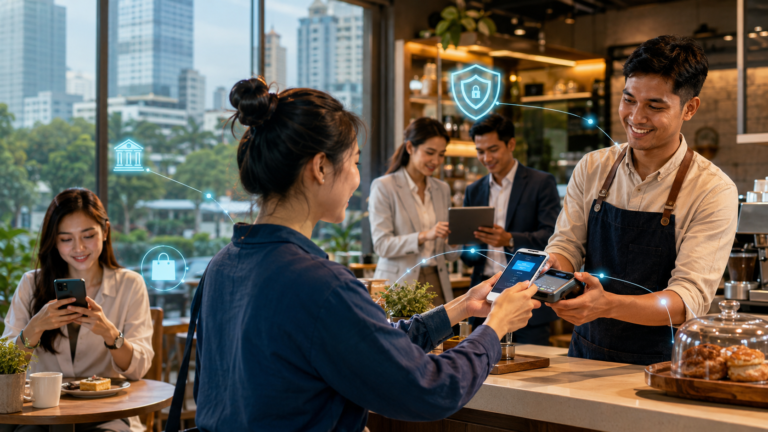 Kafe urban dengan pembayaran digital