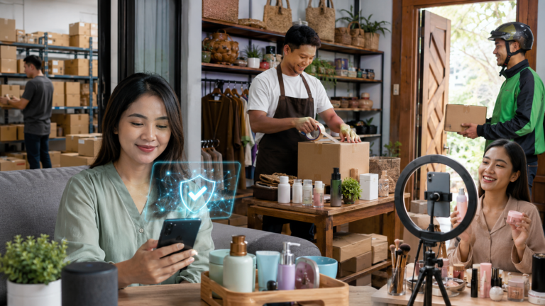 Ruang kerja e-commerce yang dinamis